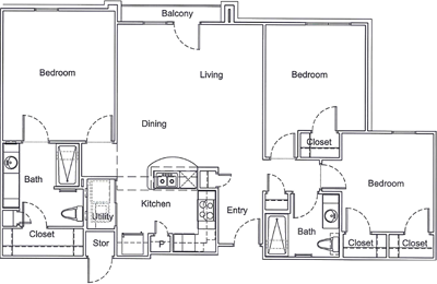 C2 - Three Bedroom / Two Bath
